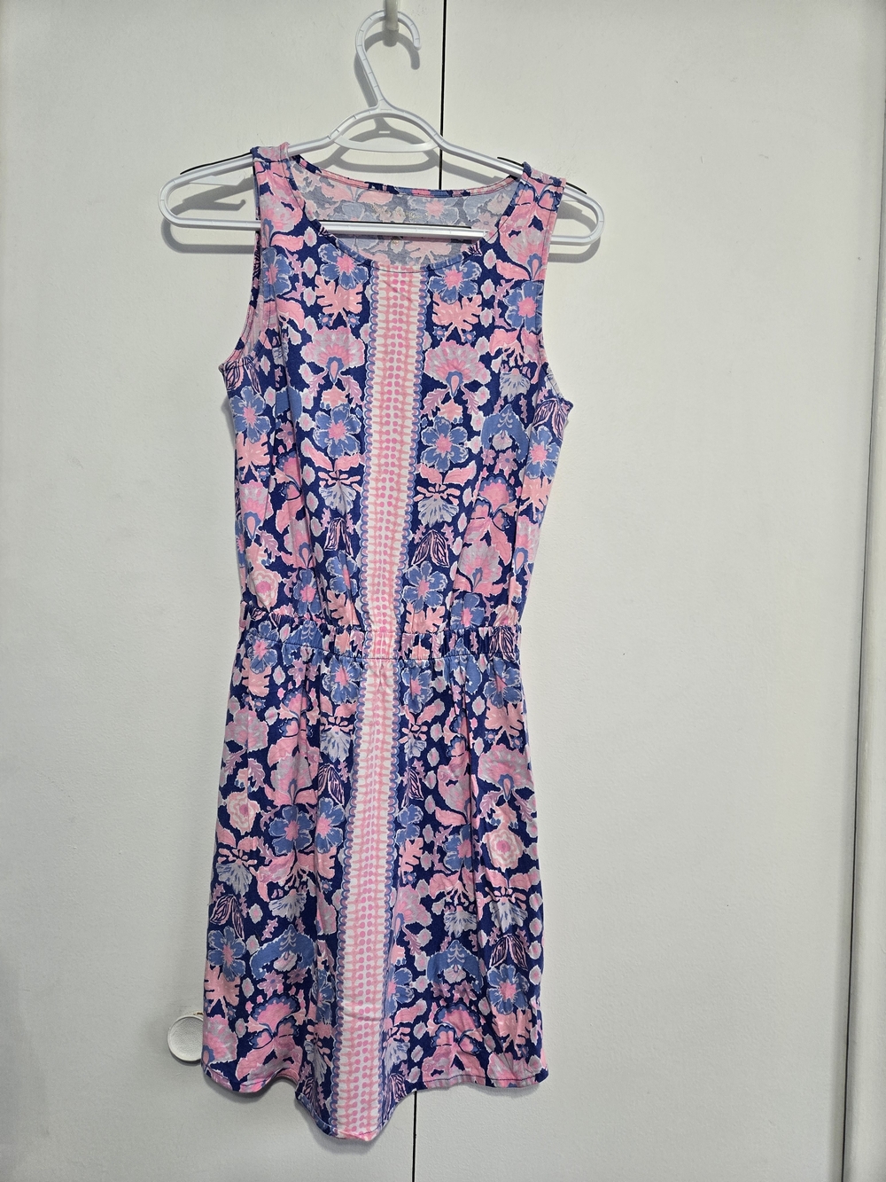 Lilly Pulitzer‎ XS Pink Blue Floral Sleeveless Pima Cotton Dress